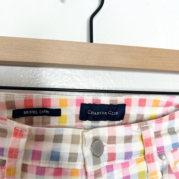 Charter Club Bristol Colorful Gingham Plaid Print Capri Jeans Pants 10 - Picture 5 of 8